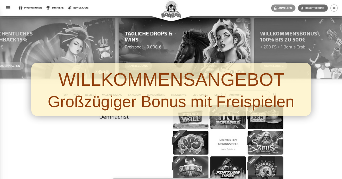 BoaBoa Casino | Bis 500€ + 100 Freispiele für Österreich