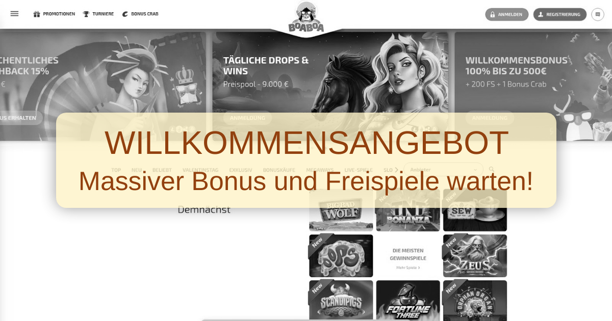 BoaBoa Casino Bonus - Bis 500 € + 100 Freispiele jetzt
